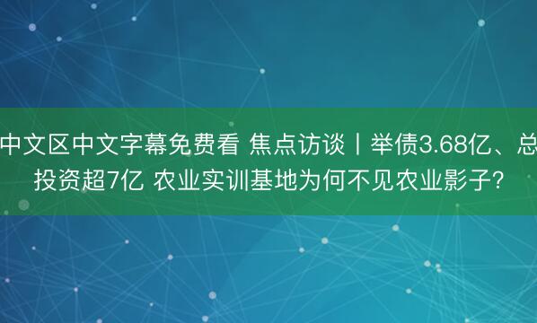 中文区中文字幕免费看 焦点访谈丨举债3.68亿、总投资超7亿 农业实训基地为何不见农业影子？