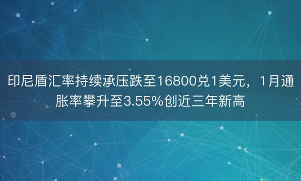 印尼盾汇率持续承压跌至16800兑1美元，1月通胀率攀升至3.55%创近三年新高
