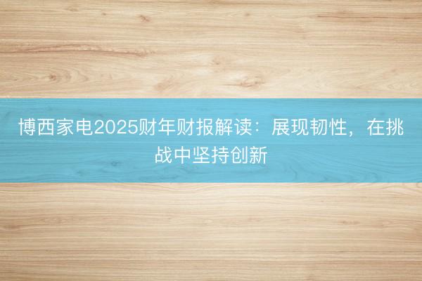 博西家电2025财年财报解读：展现韧性，在挑战中坚持创新