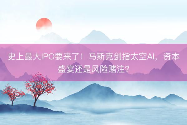 史上最大IPO要来了！马斯克剑指太空AI，资本盛宴还是风险赌注？