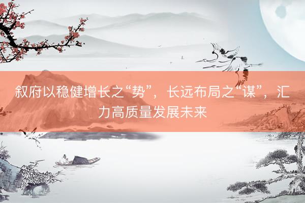 叙府以稳健增长之“势”，长远布局之“谋”，汇力高质量发展未来