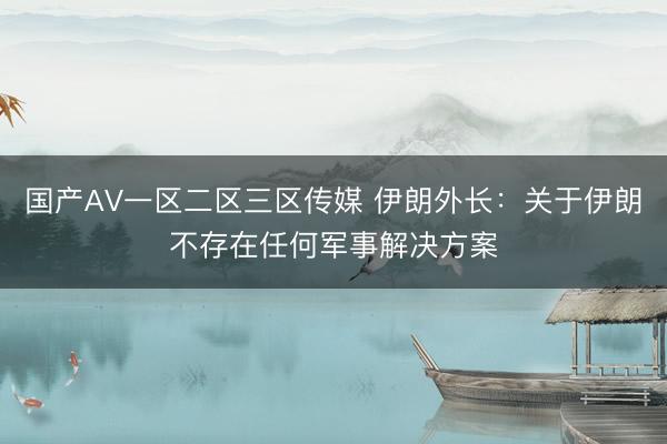 国产AV一区二区三区传媒 伊朗外长：关于伊朗不存在任何军事解决方案