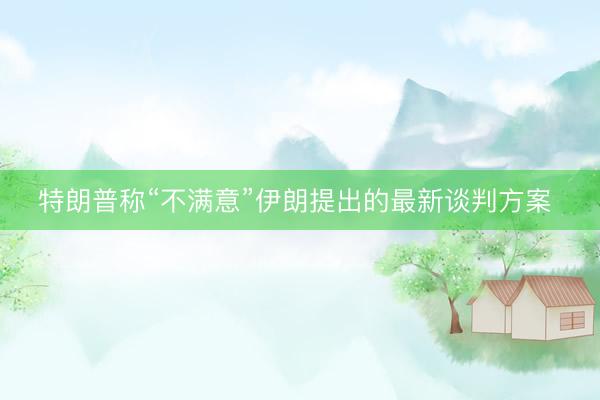 特朗普称“不满意”伊朗提出的最新谈判方案 