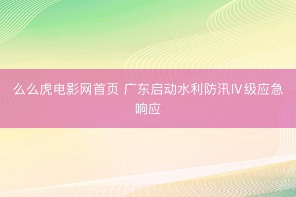 么么虎电影网首页 广东启动水利防汛Ⅳ级应急响应