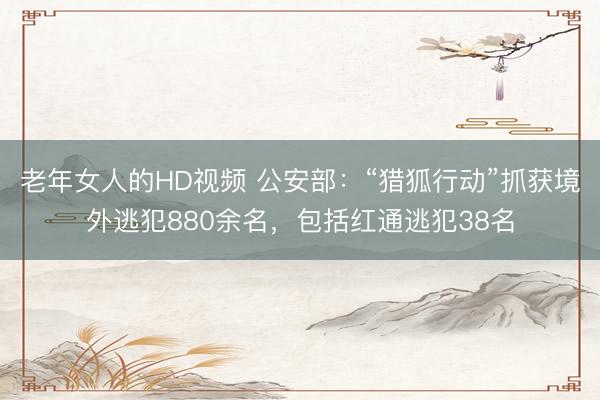 老年女人的HD视频 公安部：“猎狐行动”抓获境外逃犯880余名，包括红通逃犯38名
