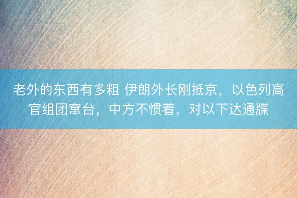老外的东西有多粗 伊朗外长刚抵京，以色列高官组团窜台，中方不惯着，对以下达通牒