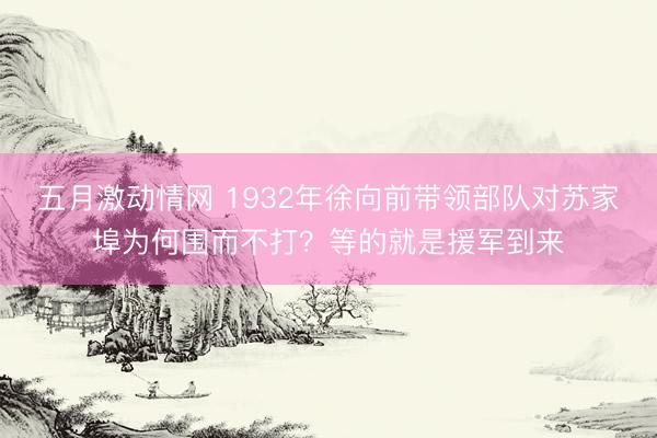 五月激动情网 1932年徐向前带领部队对苏家埠为何围而不打？等的就是援军到来