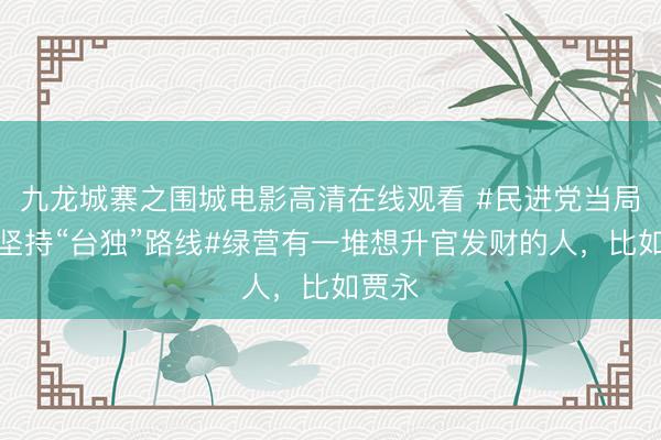 九龙城寨之围城电影高清在线观看 #民进党当局为何坚持“台独”路线#绿营有一堆想升官发财的人，比如贾永