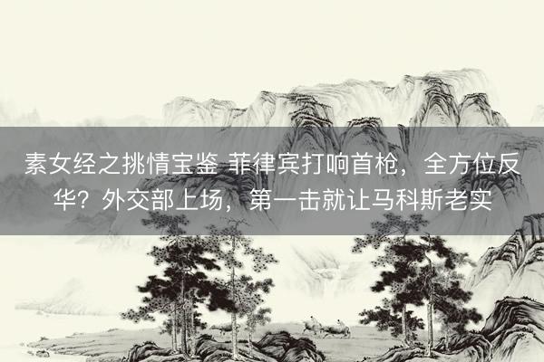 素女经之挑情宝鉴 菲律宾打响首枪，全方位反华？外交部上场，第一击就让马科斯老实