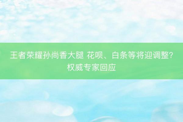王者荣耀孙尚香大腿 花呗、白条等将迎调整？权威专家回应