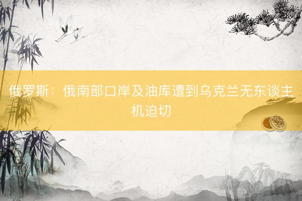 俄罗斯：俄南部口岸及油库遭到乌克兰无东谈主机迫切