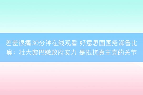差差很痛30分钟在线观看 好意思国国务卿鲁比奥：壮大黎巴嫩政府实力 是抵抗真主党的关节