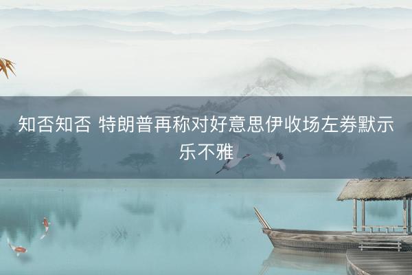 知否知否 特朗普再称对好意思伊收场左券默示乐不雅