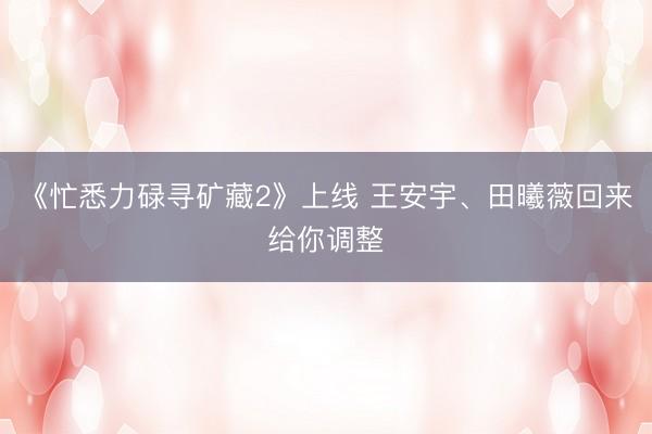 《忙悉力碌寻矿藏2》上线 王安宇、田曦薇回来给你调整