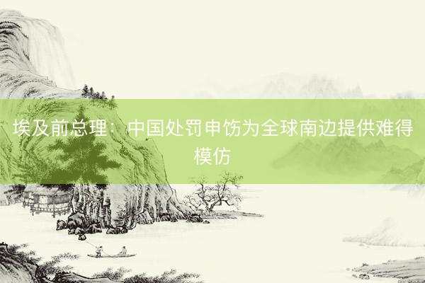 埃及前总理：中国处罚申饬为全球南边提供难得模仿